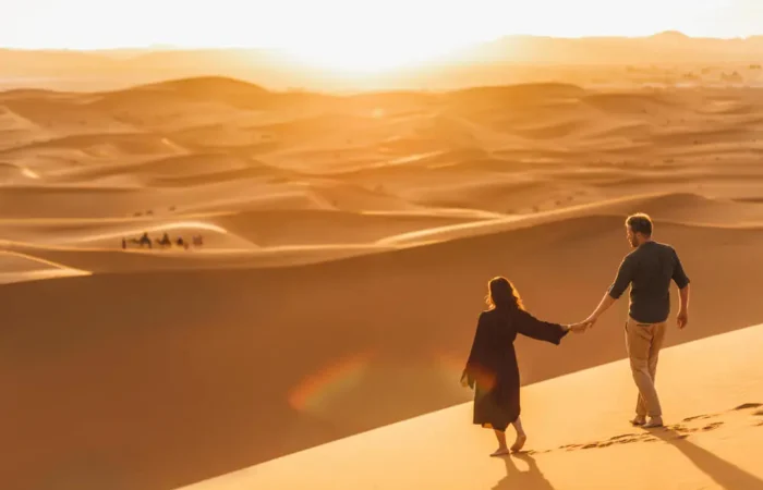 Marrakech to Fes 3-day desert tour itinerary map via Merzouga and Erg Chebbi dunes