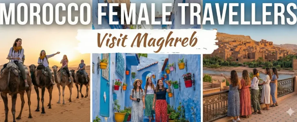 Female travelers discovering Moroccan culture, cities, and desert landscapes