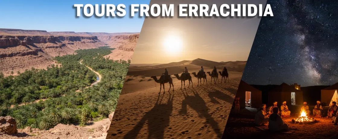 Tours from Errachidia to Merzouga Sahara with camel trekking and desert camp